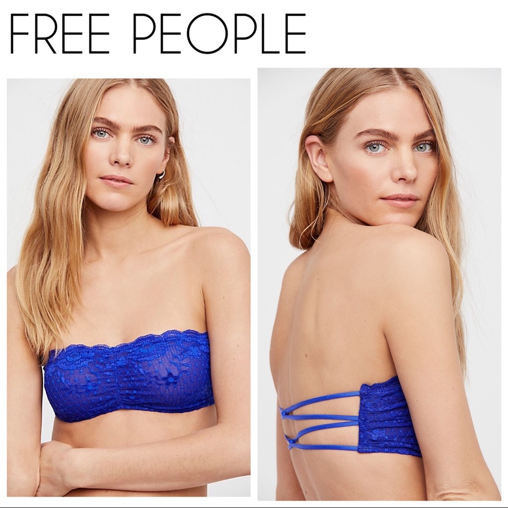 FREE PEOPLE blue bandeau lace bralette